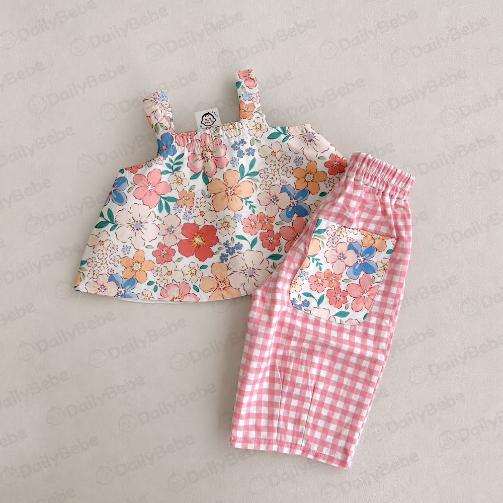 Baby & Kids Florals Pink Plaid 2 Piece Set