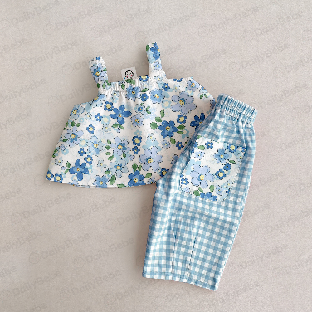 Baby & Kids Flowers Plaid 2 Piece Set