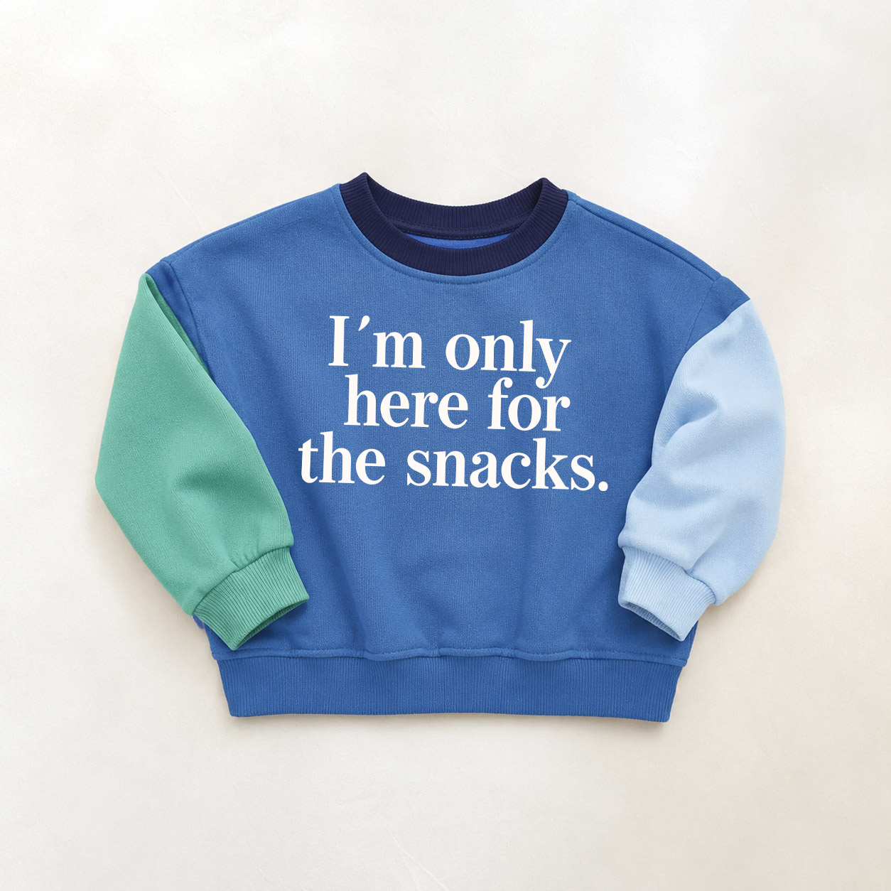 I'M ONLY HERE FOR THE SNACKS Baby & Kids Pattern Contrast color Sweatshirt