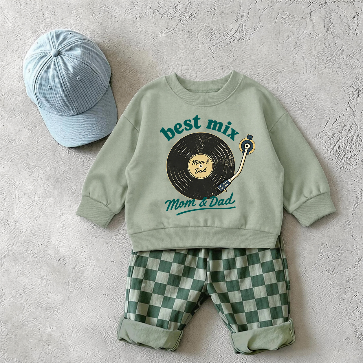 BEST MIX Baby Sweatshirt and Checkerboard Pants Set