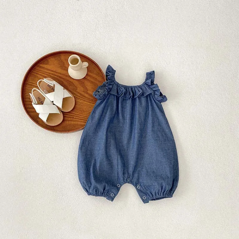 Baby Solid Color Stringy Selvedge Overalls