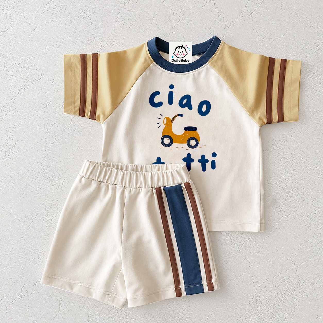 The CIAO TUTTI Baby & Kids Motorcycle Printing Retro Set 