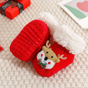 Baby Santa Claus Tree Reindeer Sherpa Floor Socks