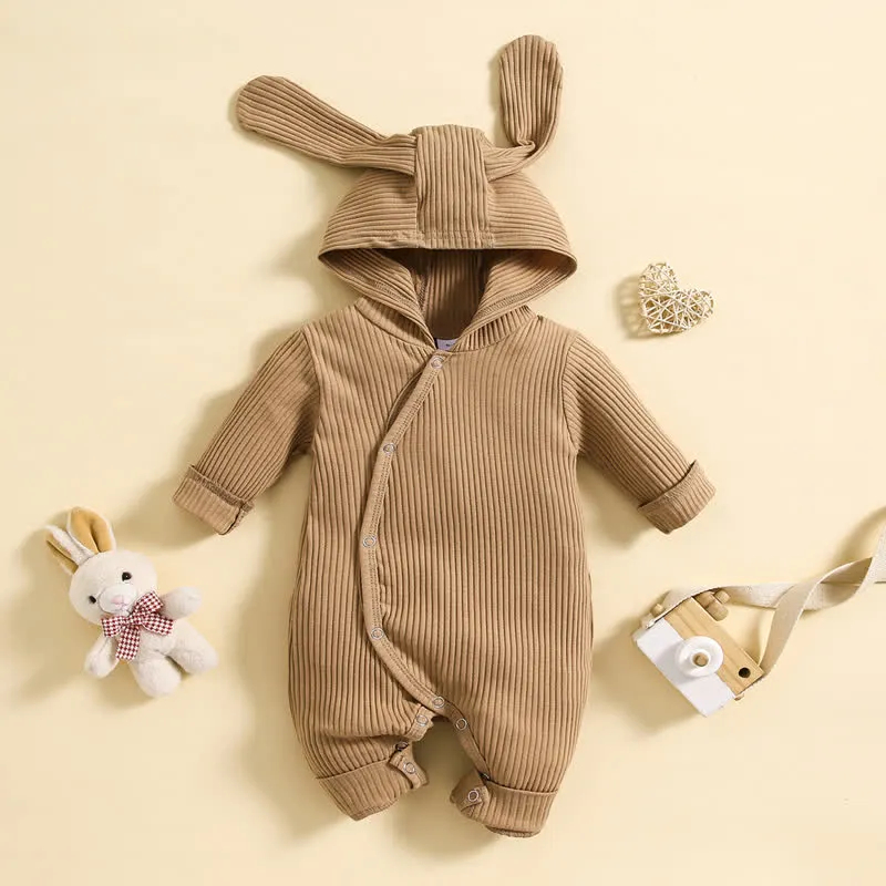 Baby Solid Color Easter Rabbit Ear Romper