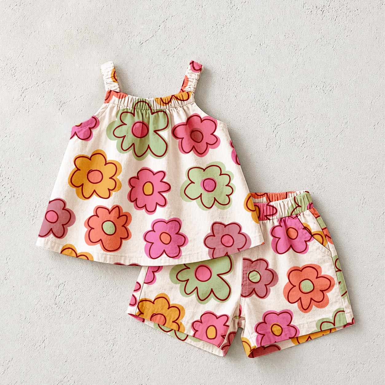 Baby & Kids Colorful Flowers Tank and Shorts Set