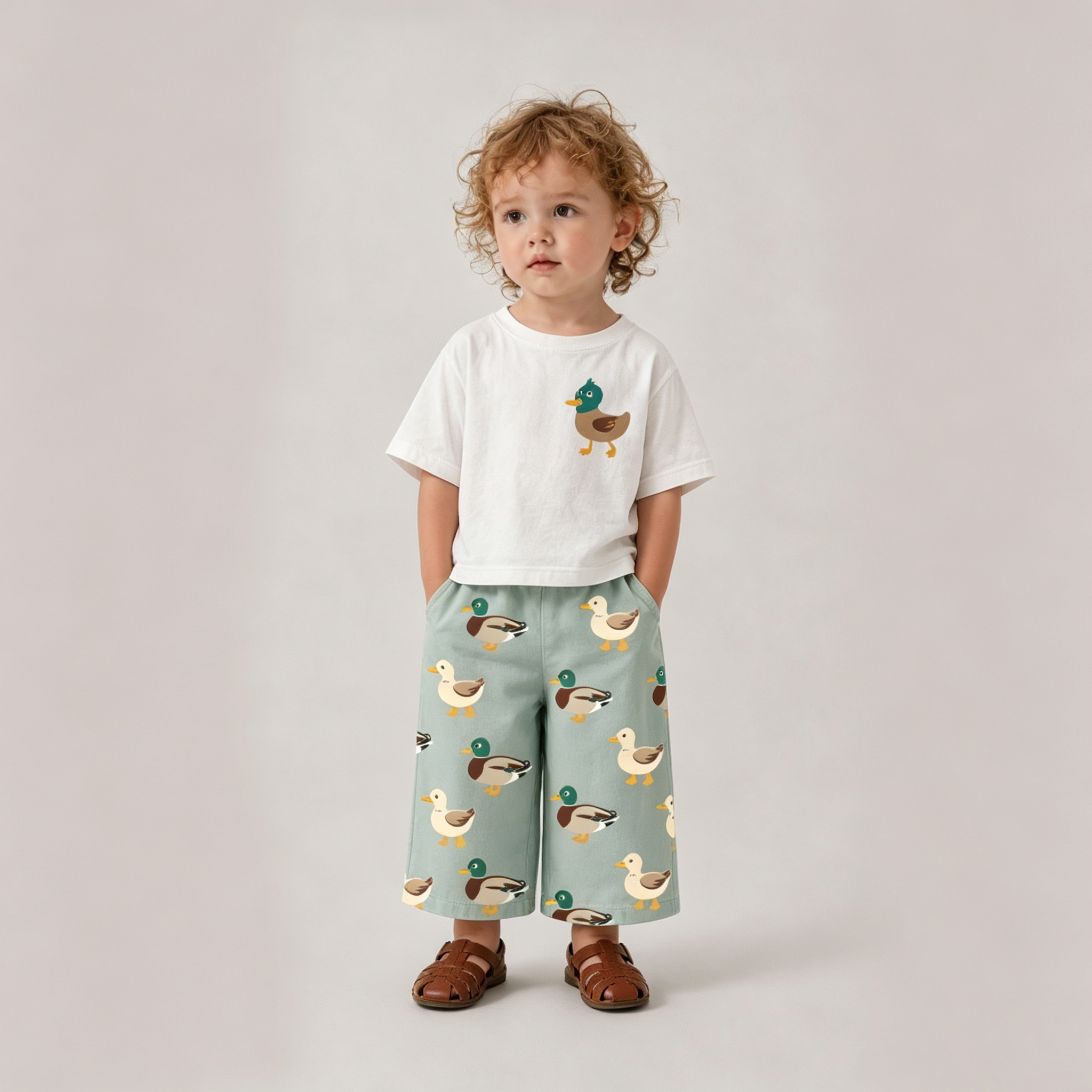 Baby Toddler Cute Duck Pattern Top and Pants Set