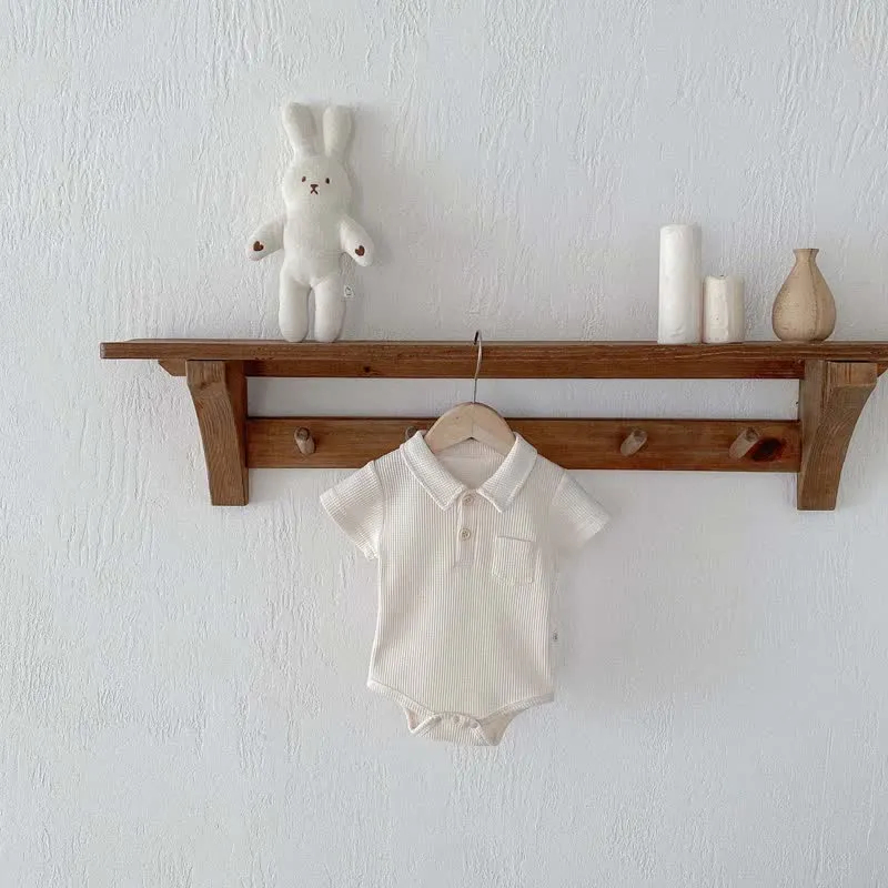 Baby Waffle Pocket Solid Color Bodysuit