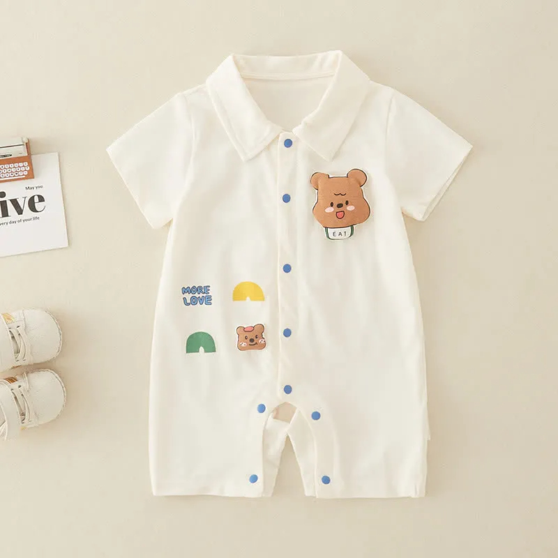 MORE LOVE Baby Bear Polo Collar Romper