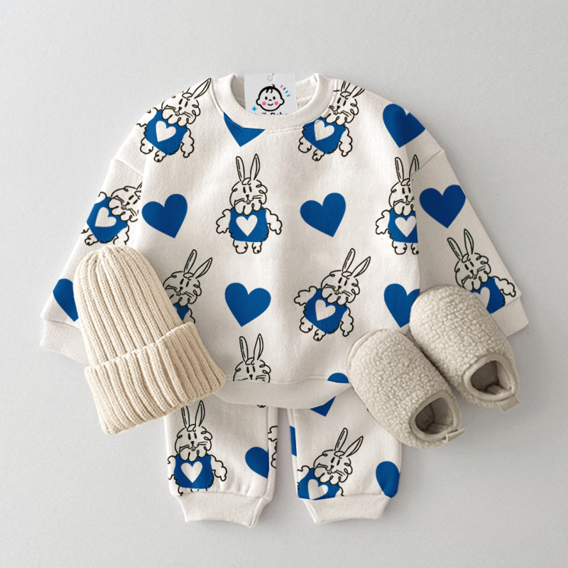 Baby Toddler Heart Rabbit Pattern 2-Piece Set