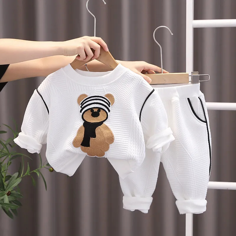 Baby Kid  Solid Color Cute Bear Pattern 2 Piece Set