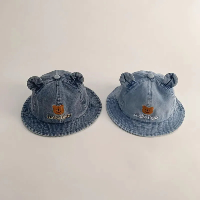 LUCKY BEAR Baby Denim Bear Bucket Hat