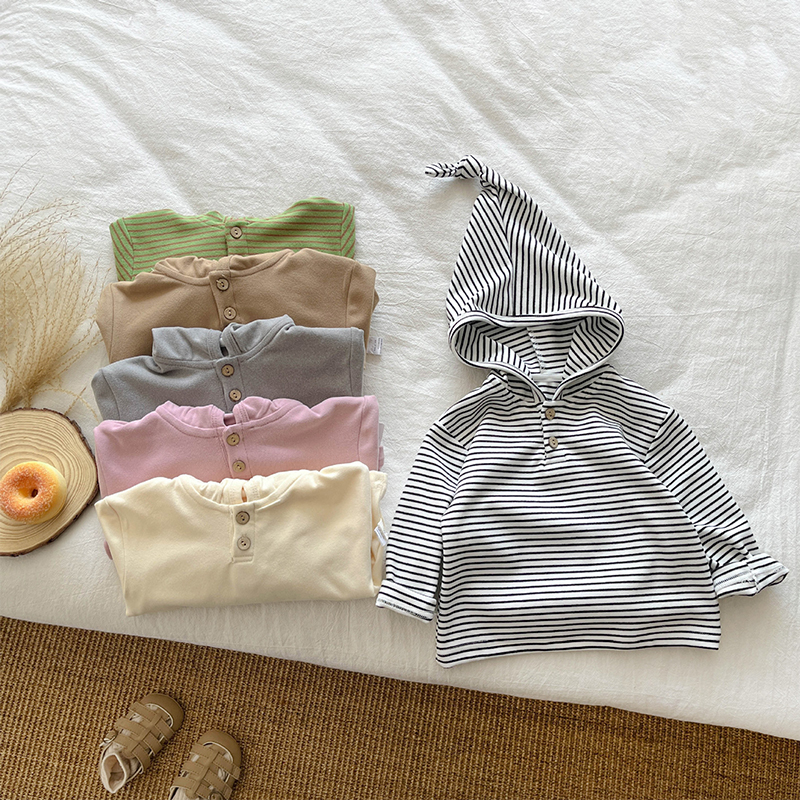 Baby Solid Color Double Button Hoodie