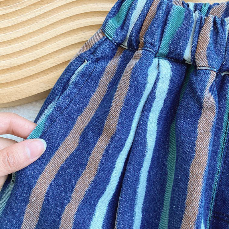 Toddler Colorful Vertical Striped Denim Pants