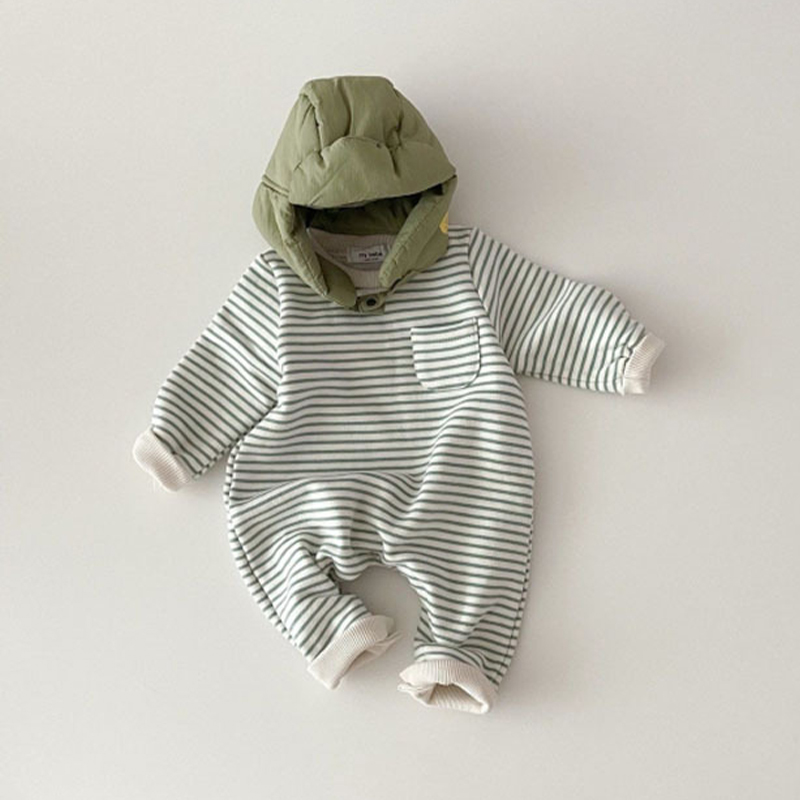 Baby Round Neck Striped Romper