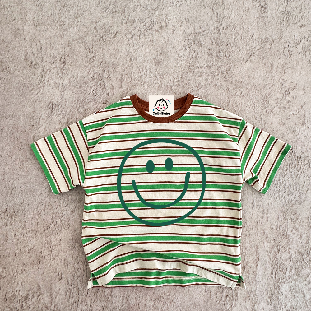 Baby & Kids Smiley Print Stripe T-Shirt (6M-12Y)