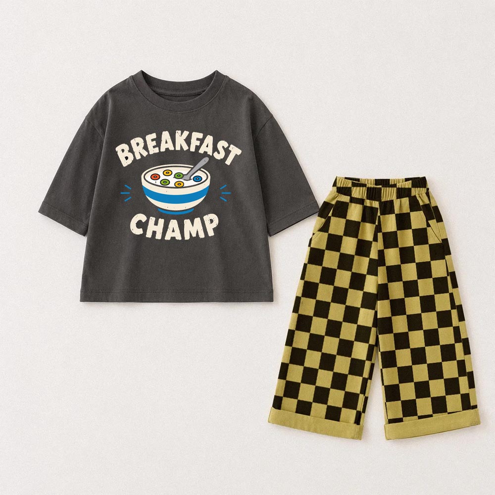 BREAKFAST CHAMP Baby & Kids Turtle Checkerboard 2 Piece Set