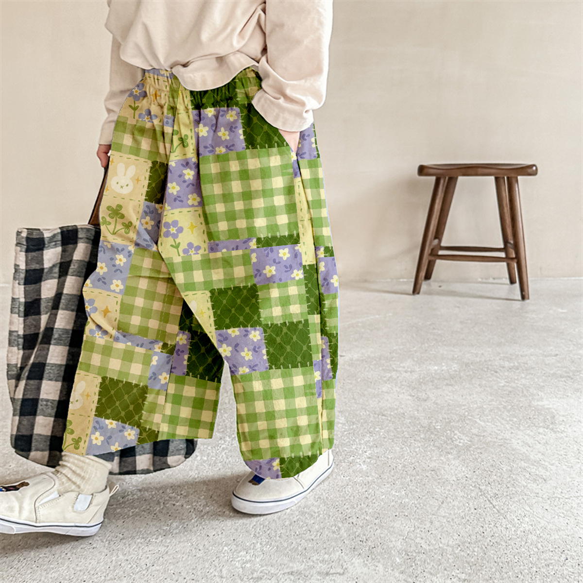 Baby & Kids Flroals Plaid Pattern Pants