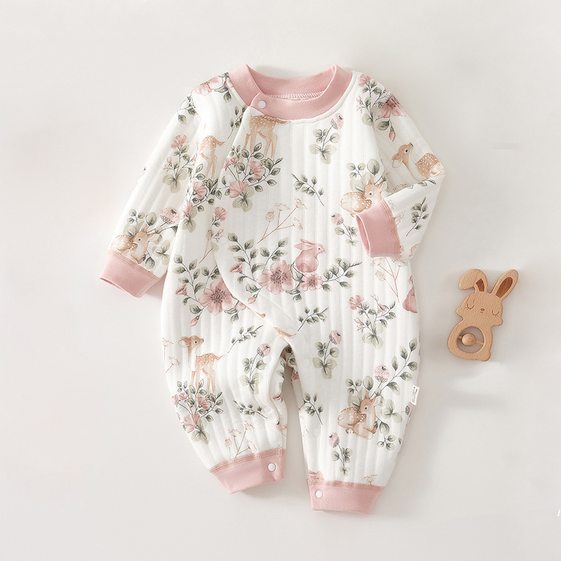 Baby Newborn Flower Quilted Romper
