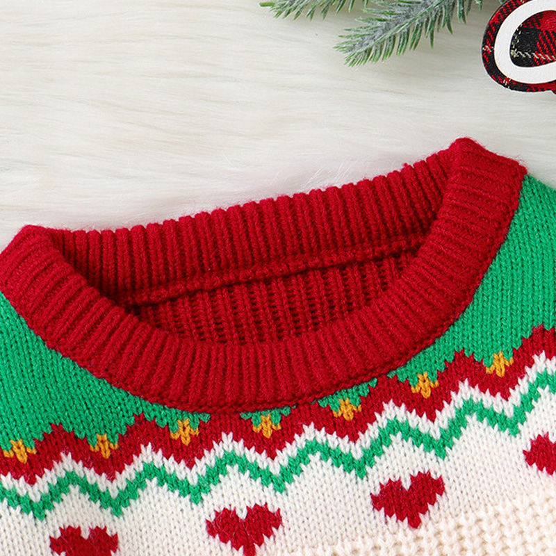 Baby Gingerbread Man Pattern Contrast Sweater