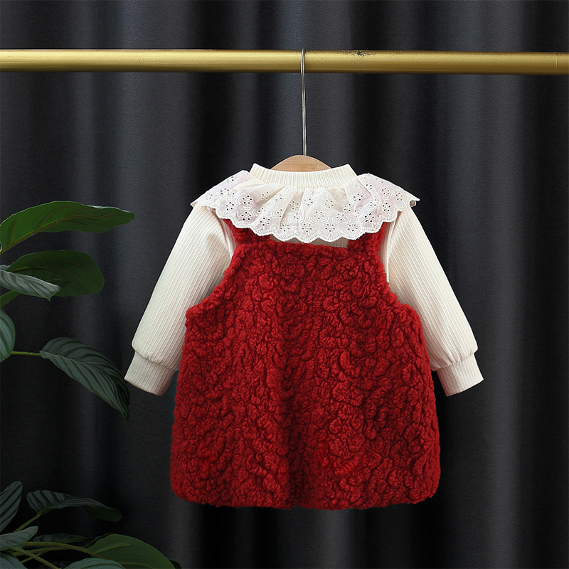 2 Piece Toddler Colorful pom-pom Dress Set