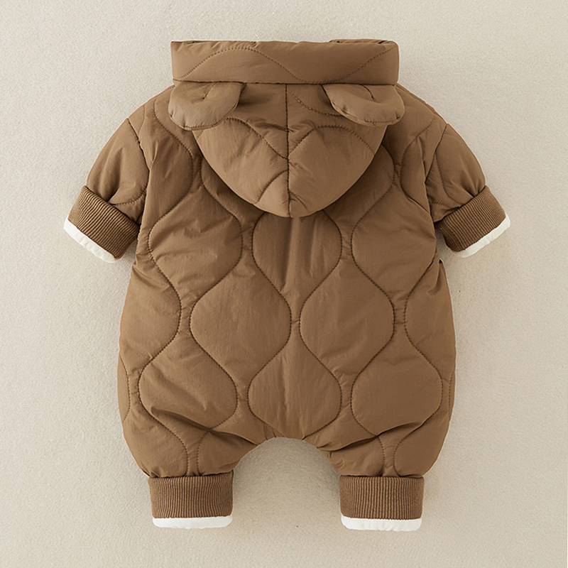 Baby Bear Hooded Quilted Romper