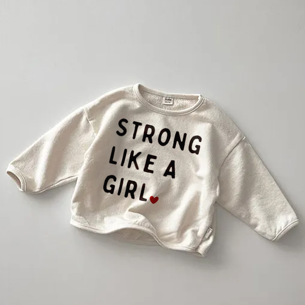 STRONG LIKE A GIRL Baby Toddler Solid Color Loose T-Shirt