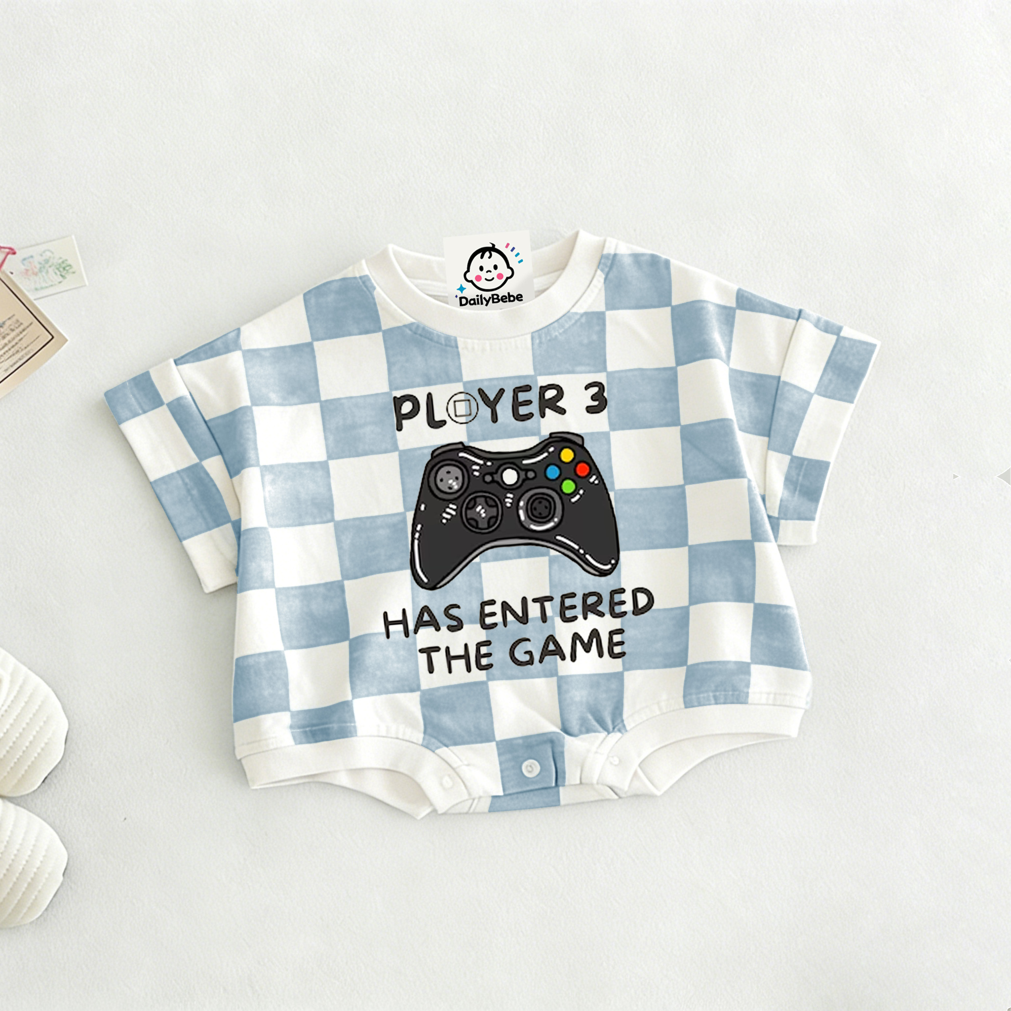 Baby Game Console Check T-shirt Romper