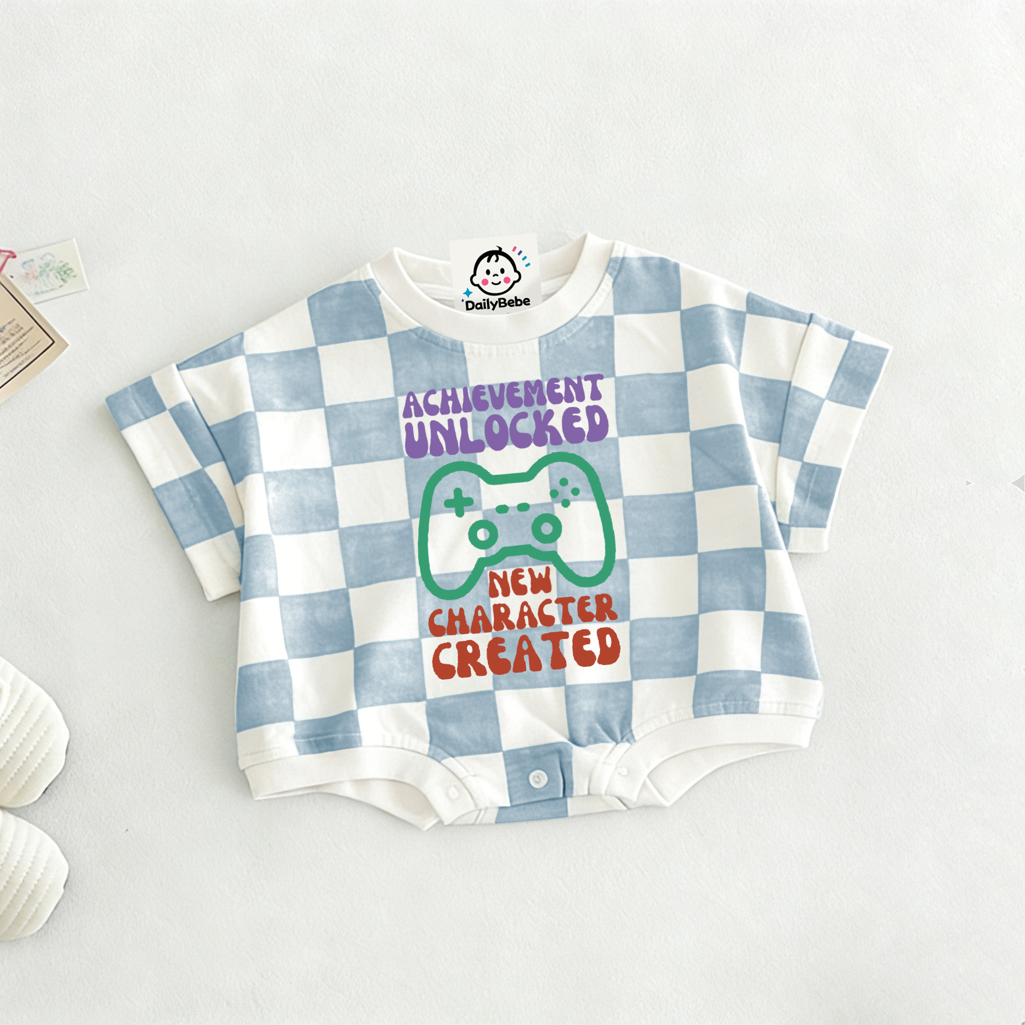 ACHIEVEMENT UNLOCKED NEW CHARACTER CREATED Baby Check T-shirt Romper