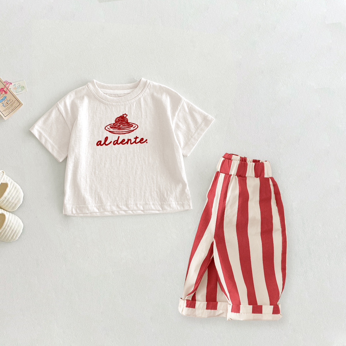 AL DENTE Baby Toddler Pasta Pattern 2 Piece Set