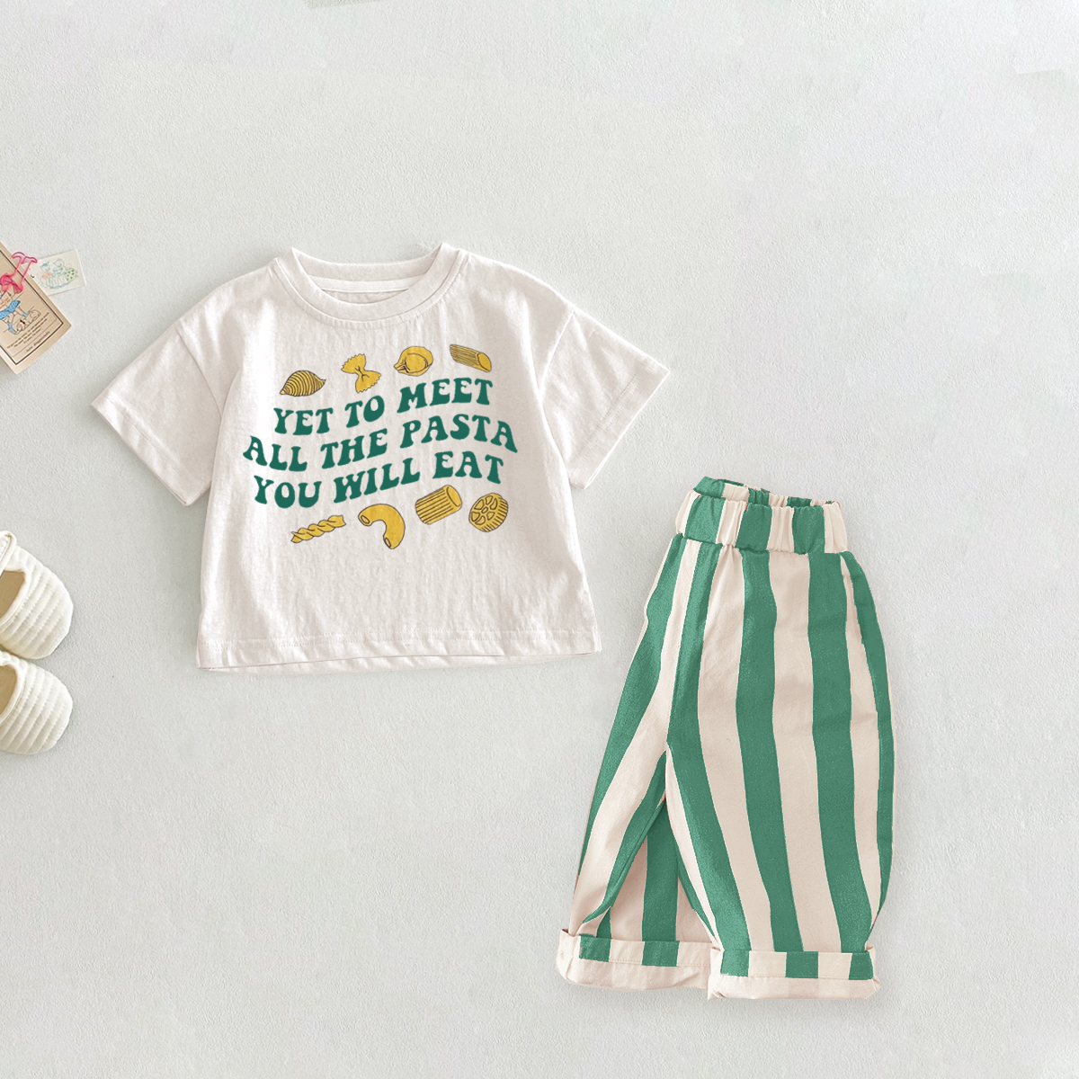 YET TO MEET ALL THE PASTA YOU WILL EAT Baby & Kids Checkerboard 2 Piece Set