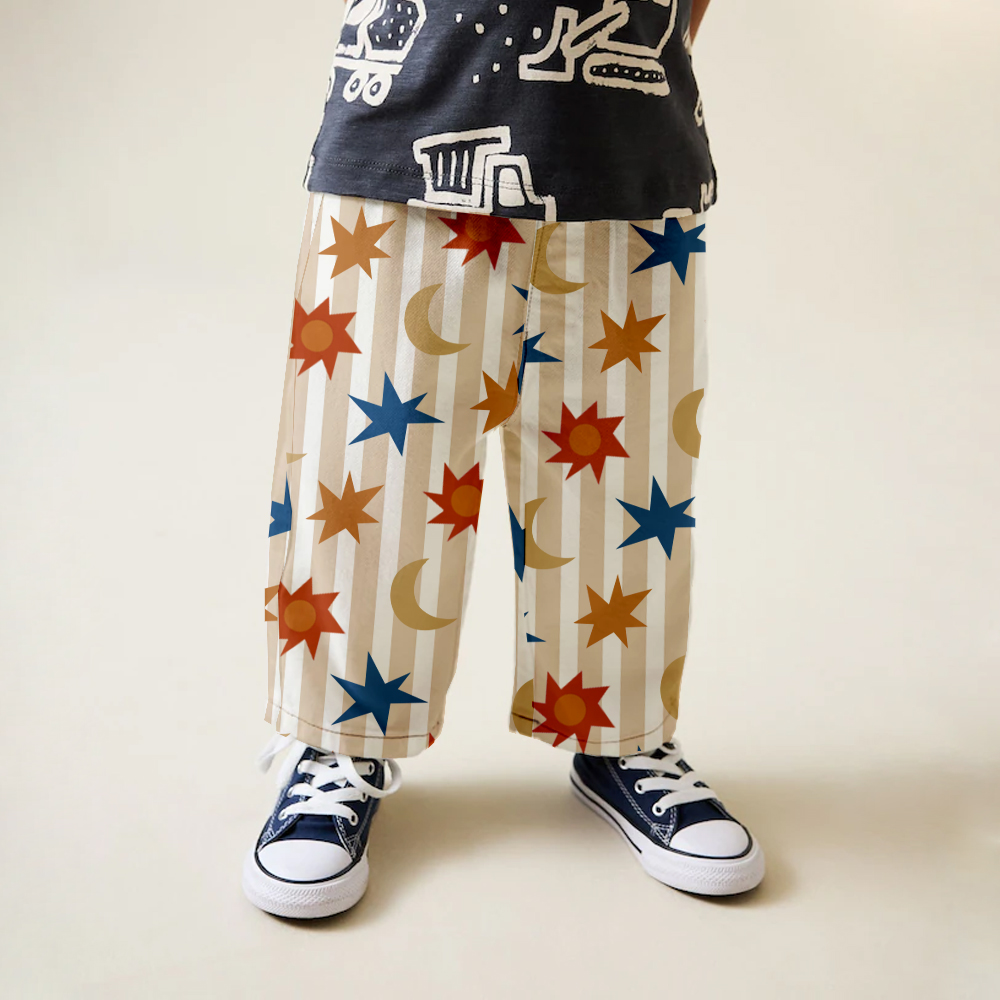 Baby & Kids Sun Star Moon Stripe Pattern Pants