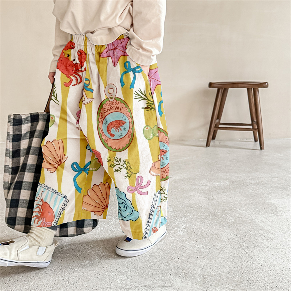 Baby & Kids & Mama Sardines Shrimp Crab Stripe Pattern Pants