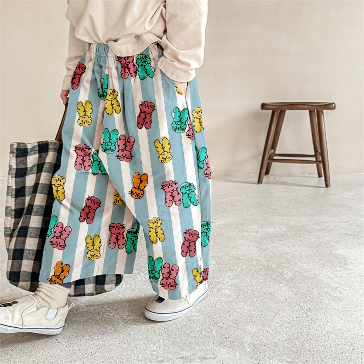 Baby & Kids & Mama Rabbit Stripe Pattern Pants
