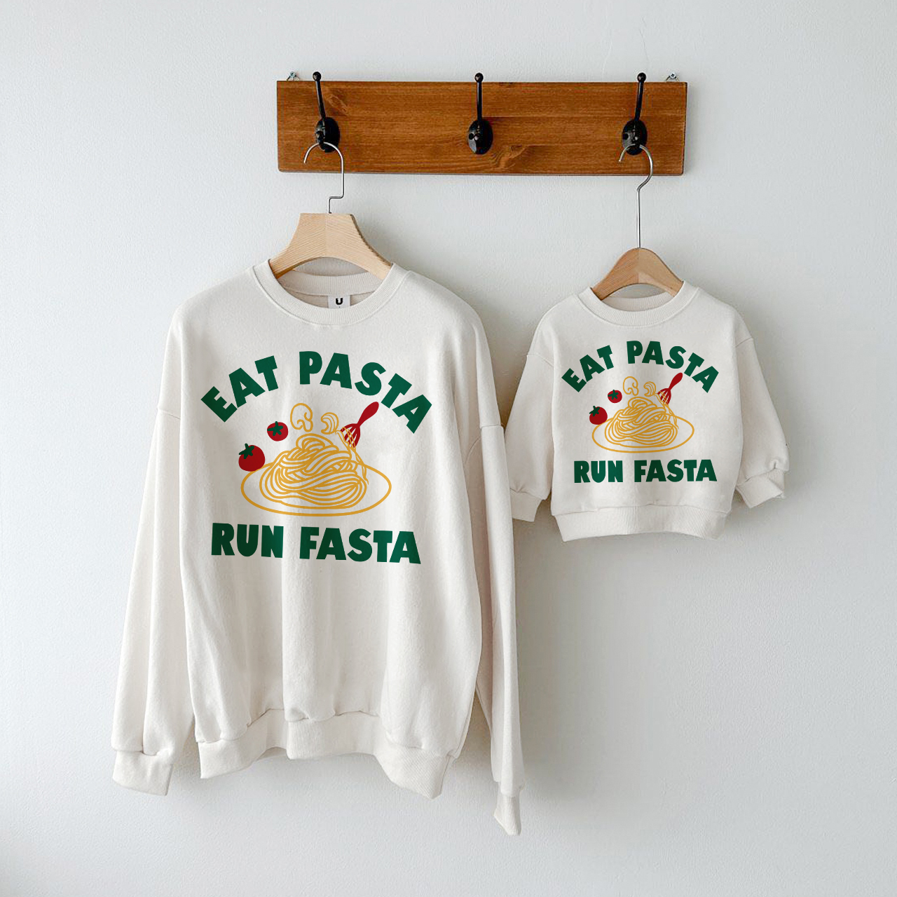 EAT PASTA RUN PASTA Family Slogan Sweatshirt
