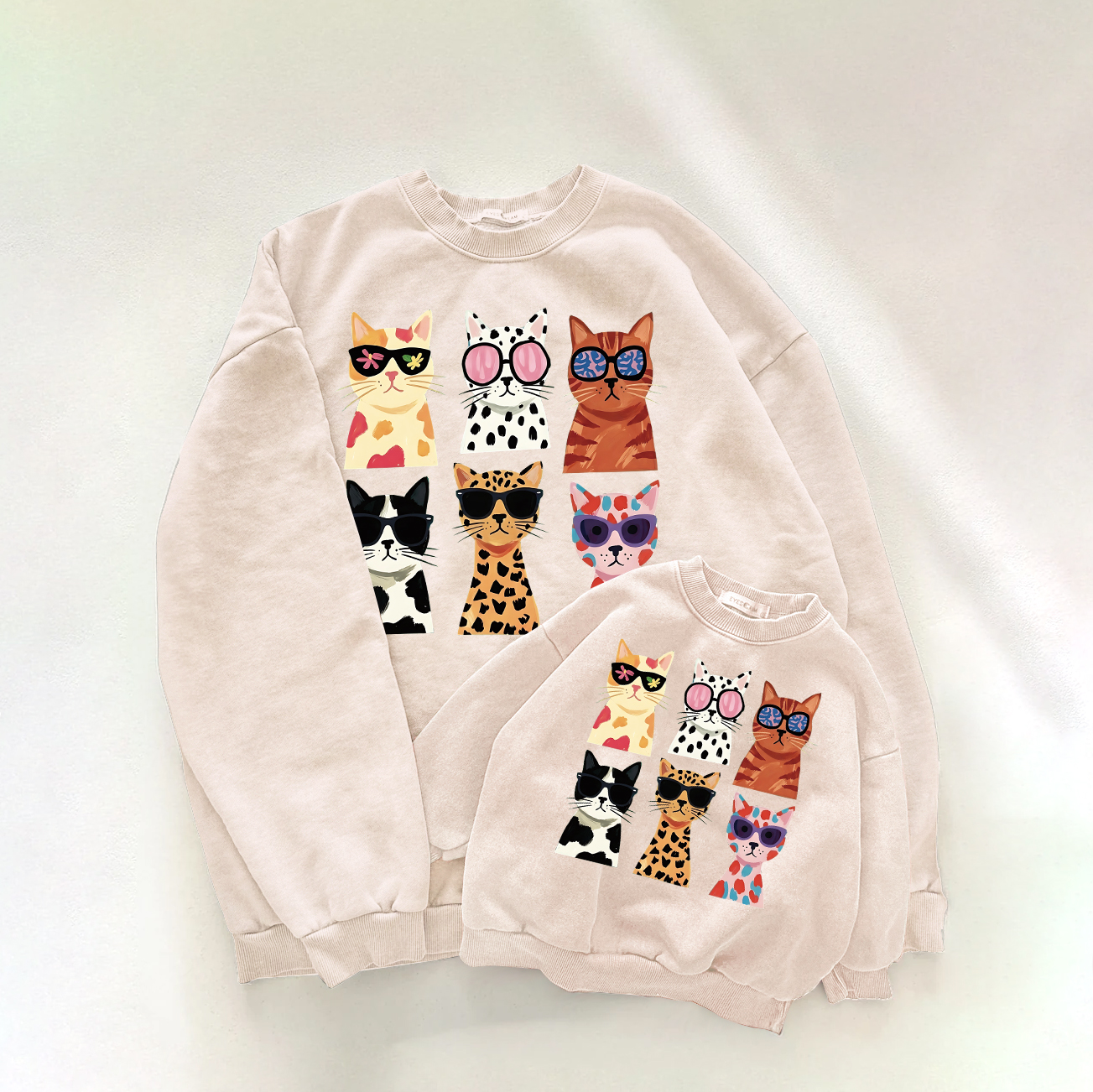 Mama and Me Cat Pattern Sweatshirt