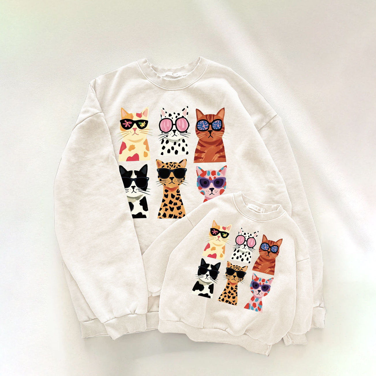 Mama and Me Cat Pattern Sweatshirt