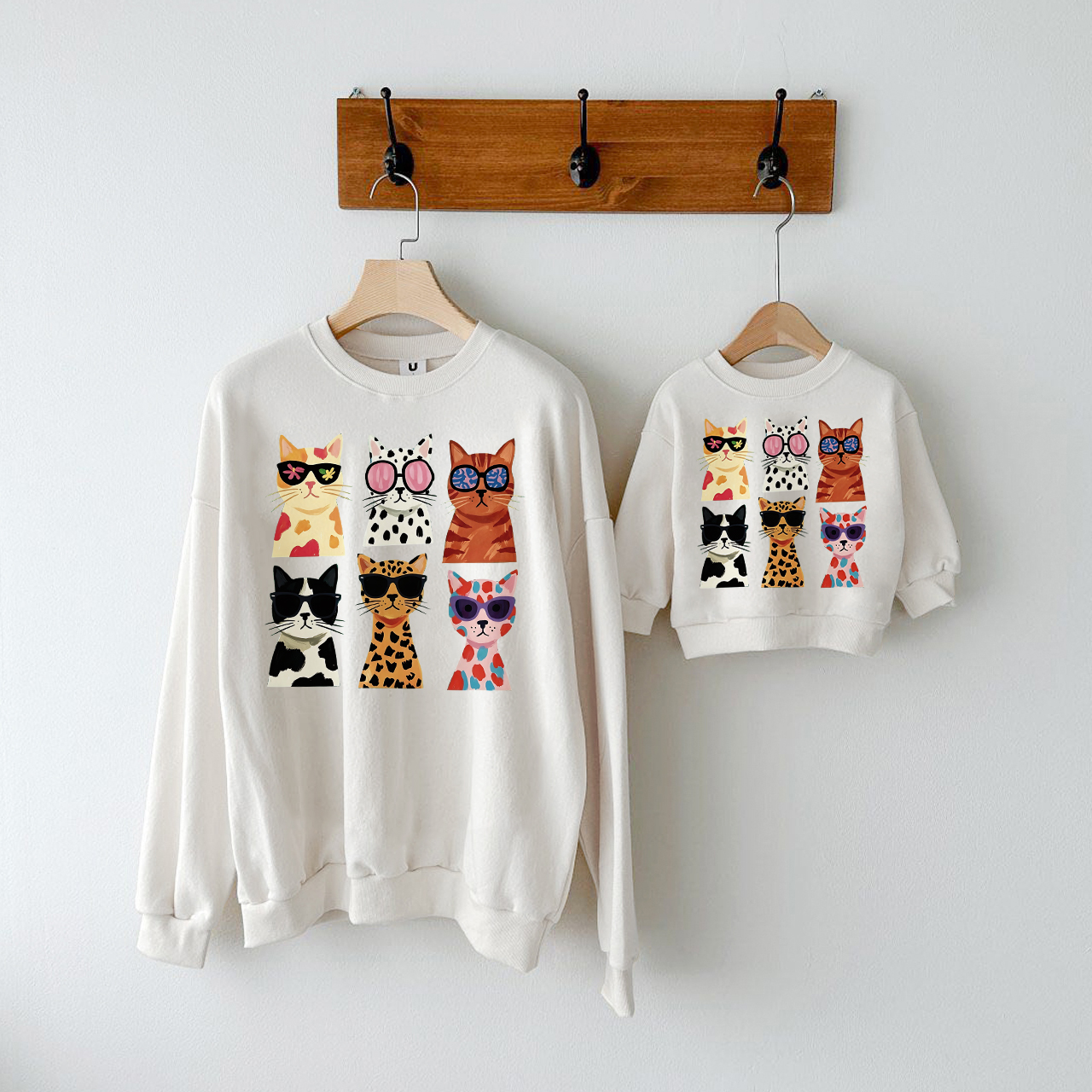 Mama and Me Cat Pattern Sweatshirt