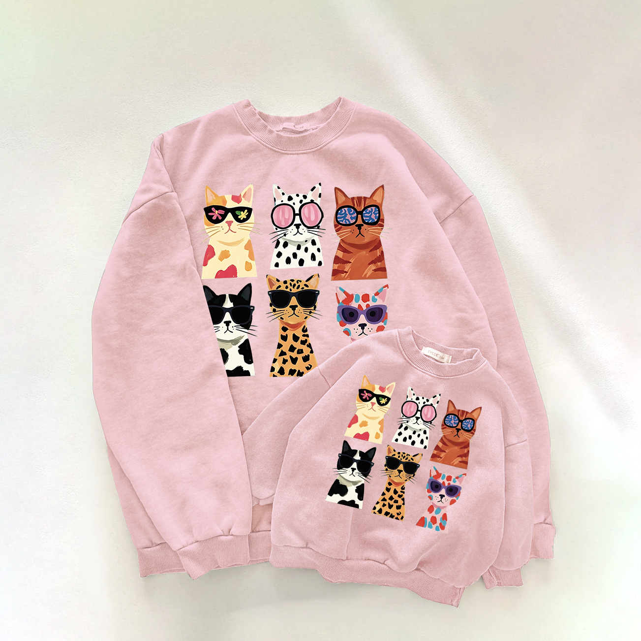 Mama and Me Cat Pattern Sweatshirt