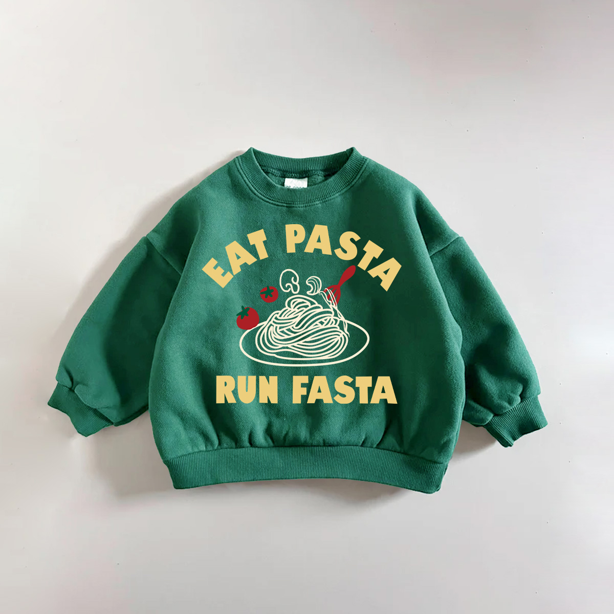 EAT PASTA RUN FASTA Baby & Kids Slogan Blue Sweatshirt