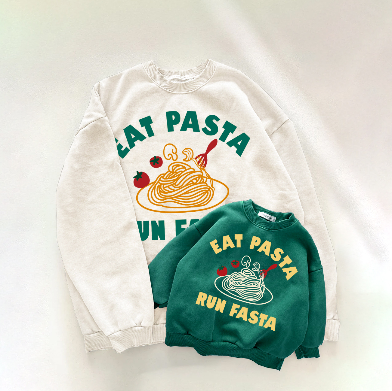 EAT PASTA RUN PASTA Family Slogan Sweatshirt