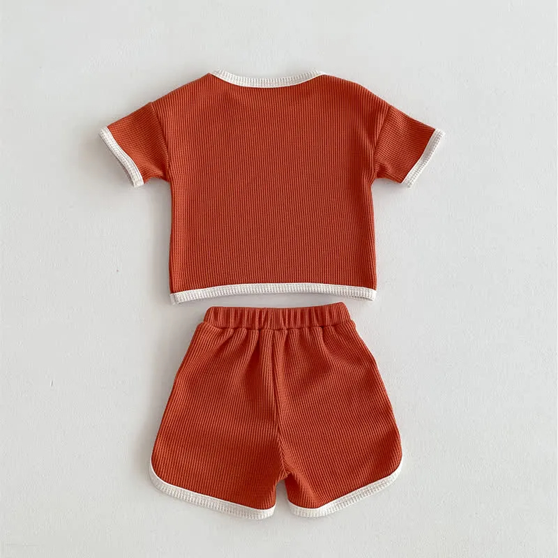 Baby 2-Piece Simple Waffle Sweatsuit Set