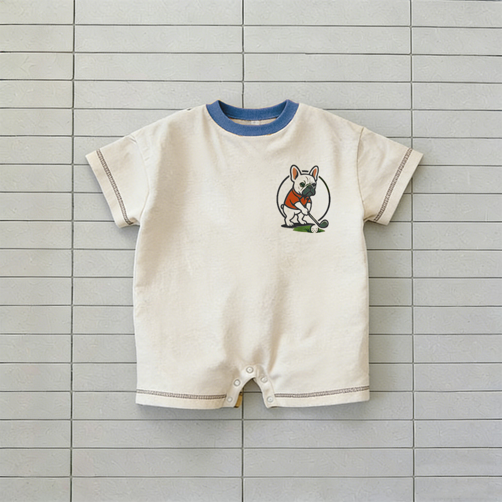 Baby French Bulldog Golf Graphic T-shirt Romper