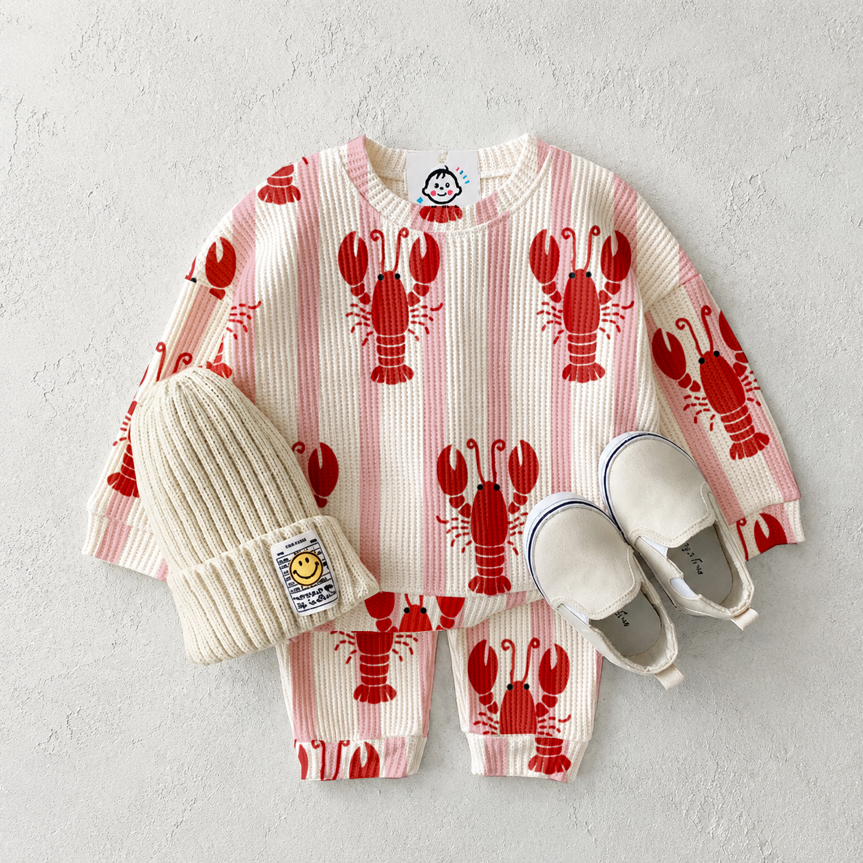 Baby Lobster Stripe Waffle 2-Piece Set