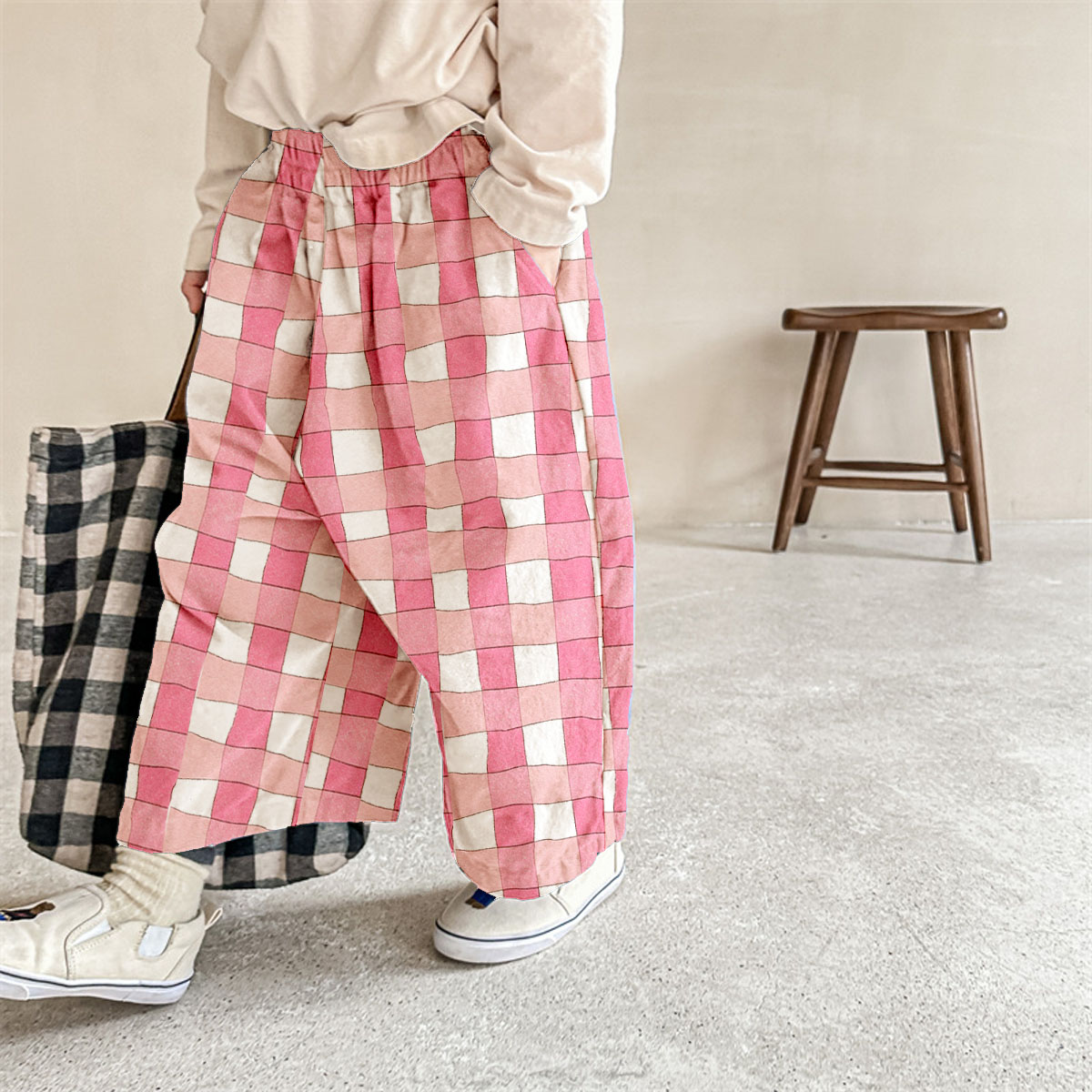 Baby & Kids Pink Plaid Pattern Pants