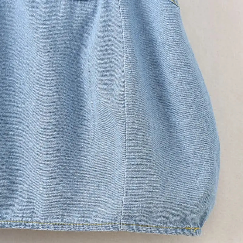 Baby Denim Pocket Bunny Ruffled Dress