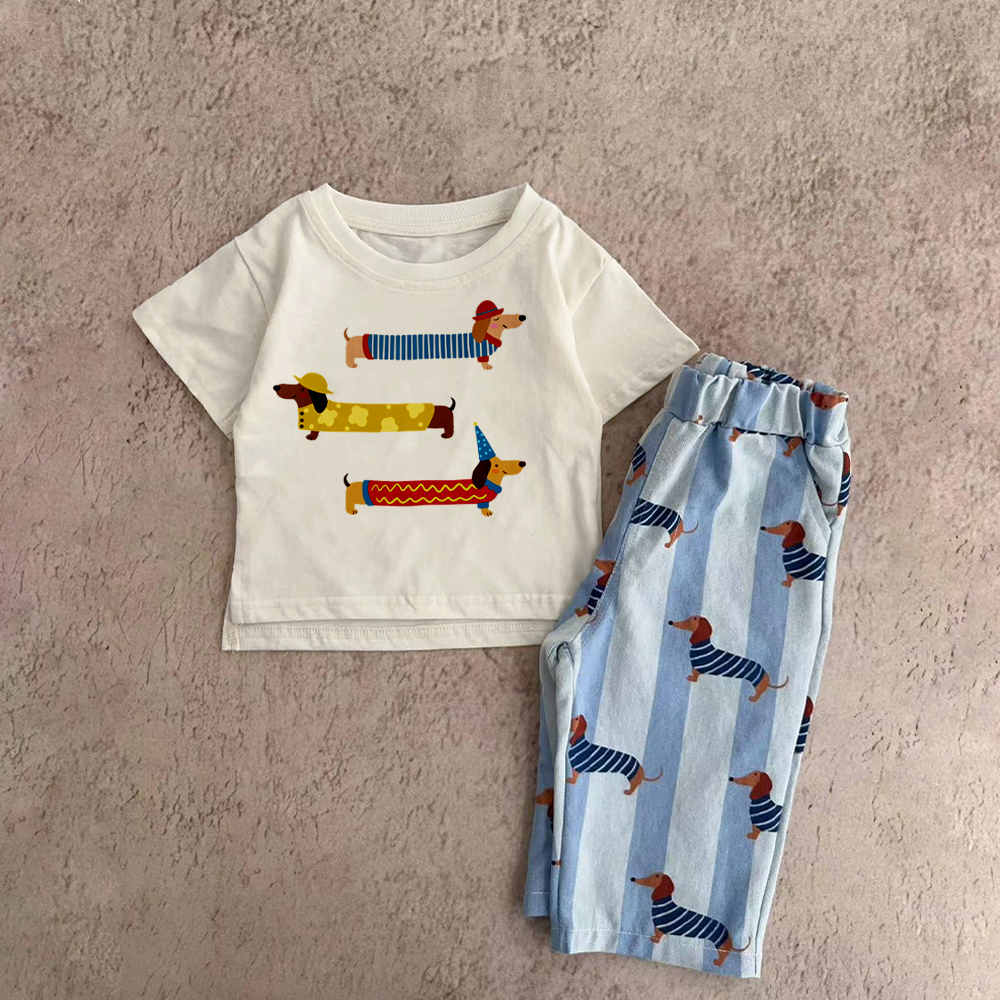 Baby & Kids Dachshund Striped Jeans Sets