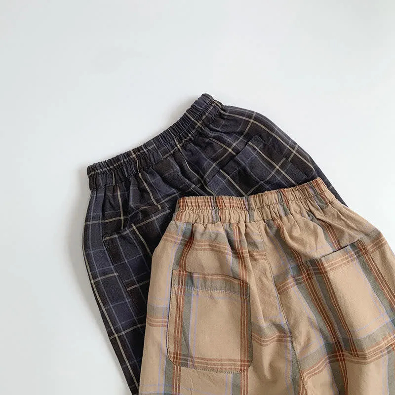 Toddler Plaid British Style Loose Pants