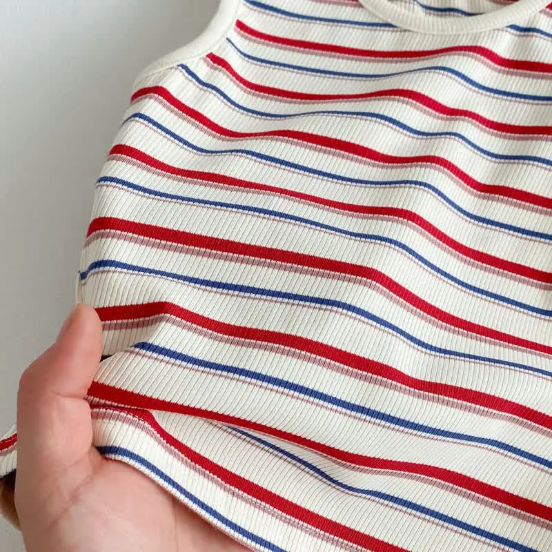 Kid 2-Piece Casual Striped Sleeveless Set