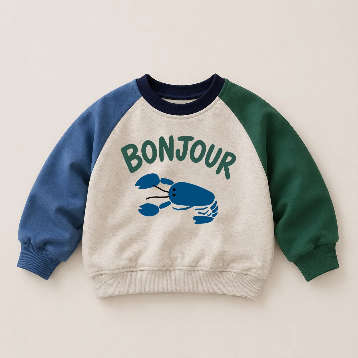 BONJOUR Baby & Kids Lobster Pattern Color Block Sweatshirt