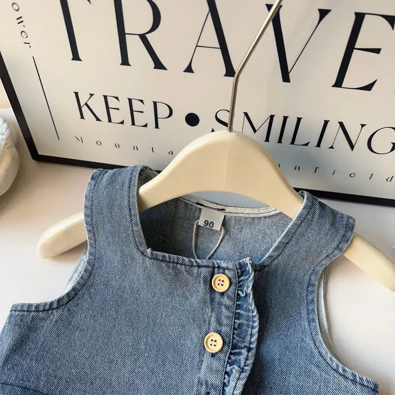 Baby Toddler 2-Piece Lace Denim Sweet Set